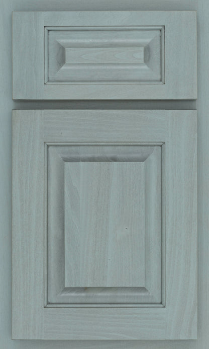 Square raised cabinet door design in light wood finish, showcasing customizable options for kitchens with Shiloh cabinets.