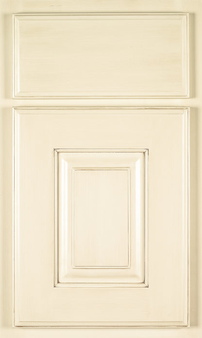 Shiloh cabinet door in creamy finish, showcasing customizable design options for kitchens.