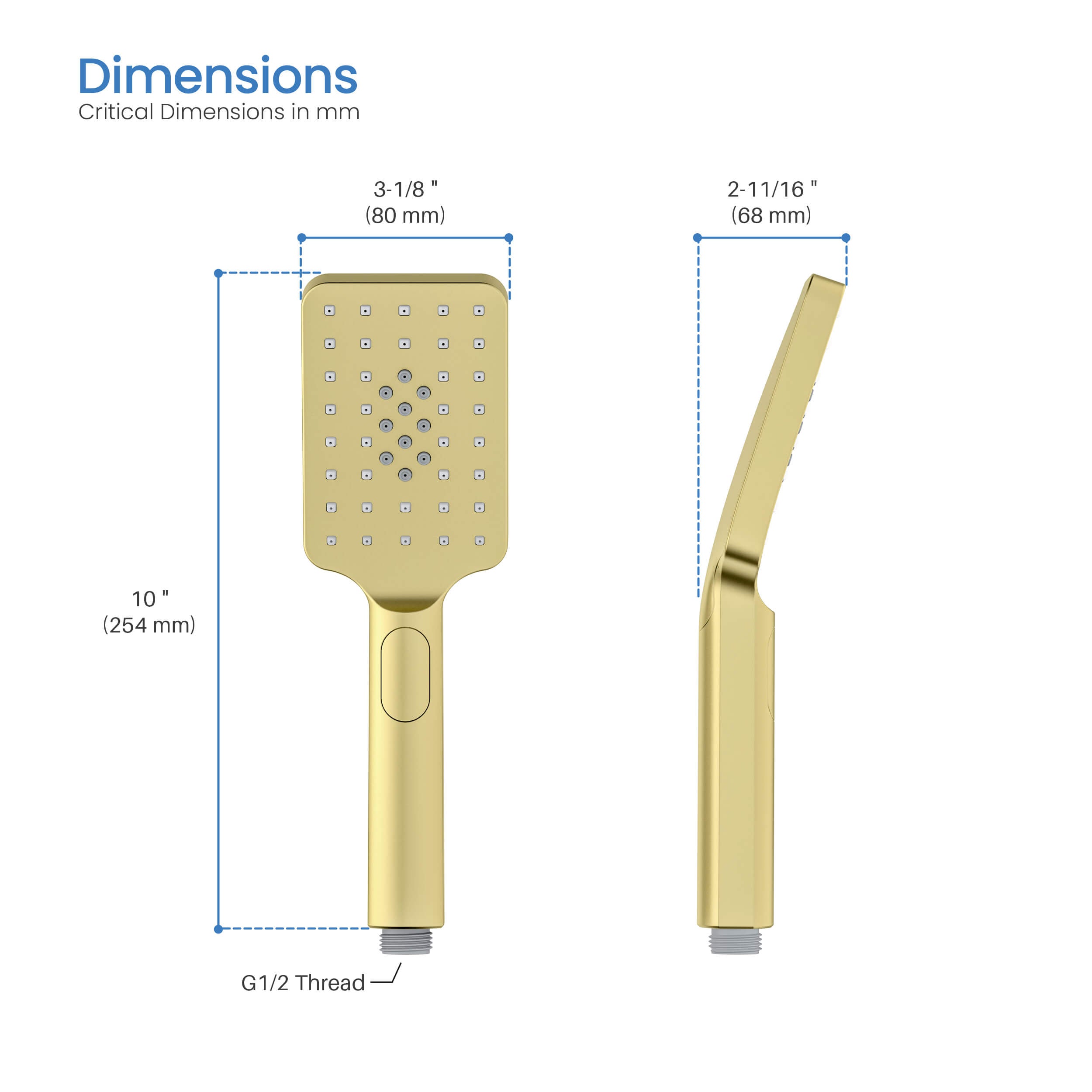 Quadro Premium ABS 3 Mode Handheld Shower Head - HS101