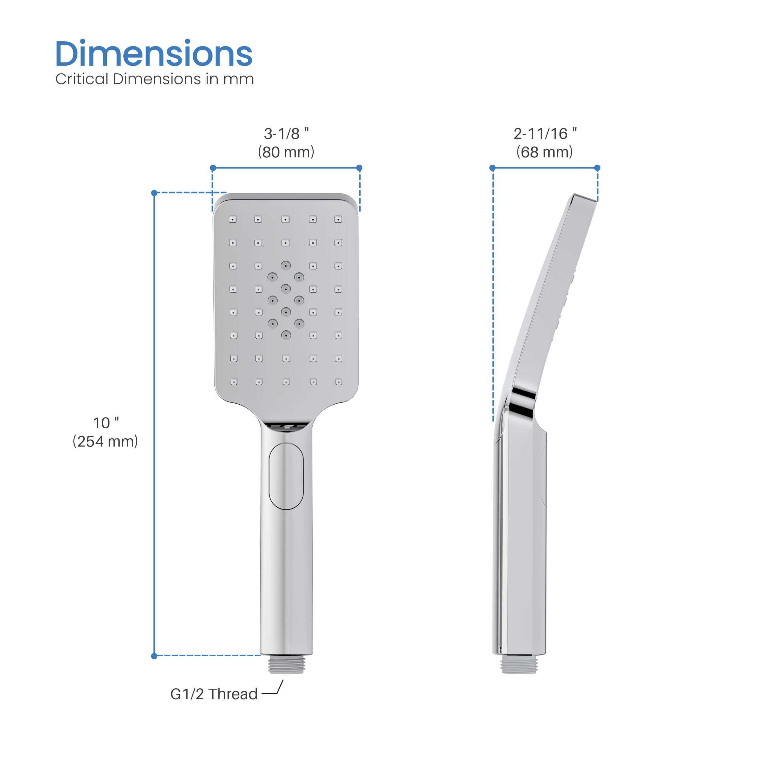Quadro Premium ABS 3 Mode Handheld Shower Head - HS101