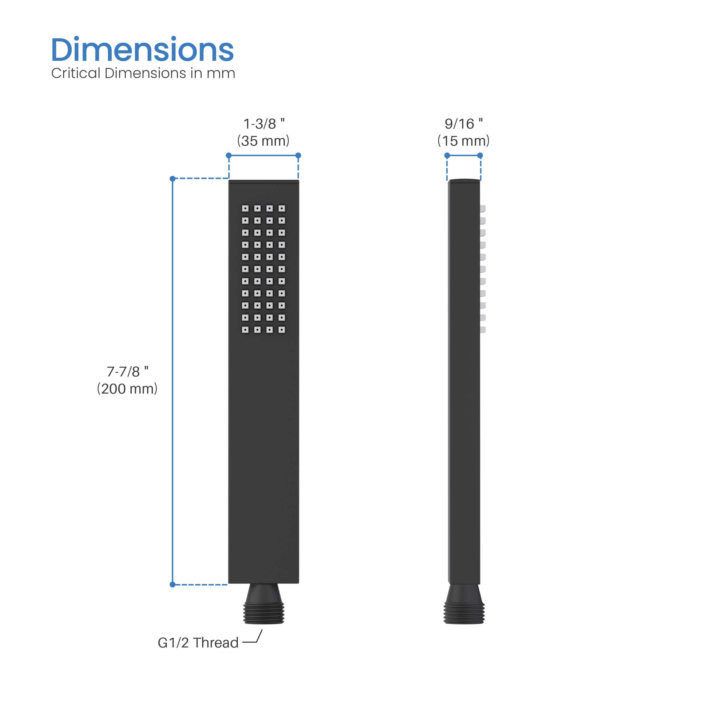 Quadro Metal Handheld Shower Head - HS103