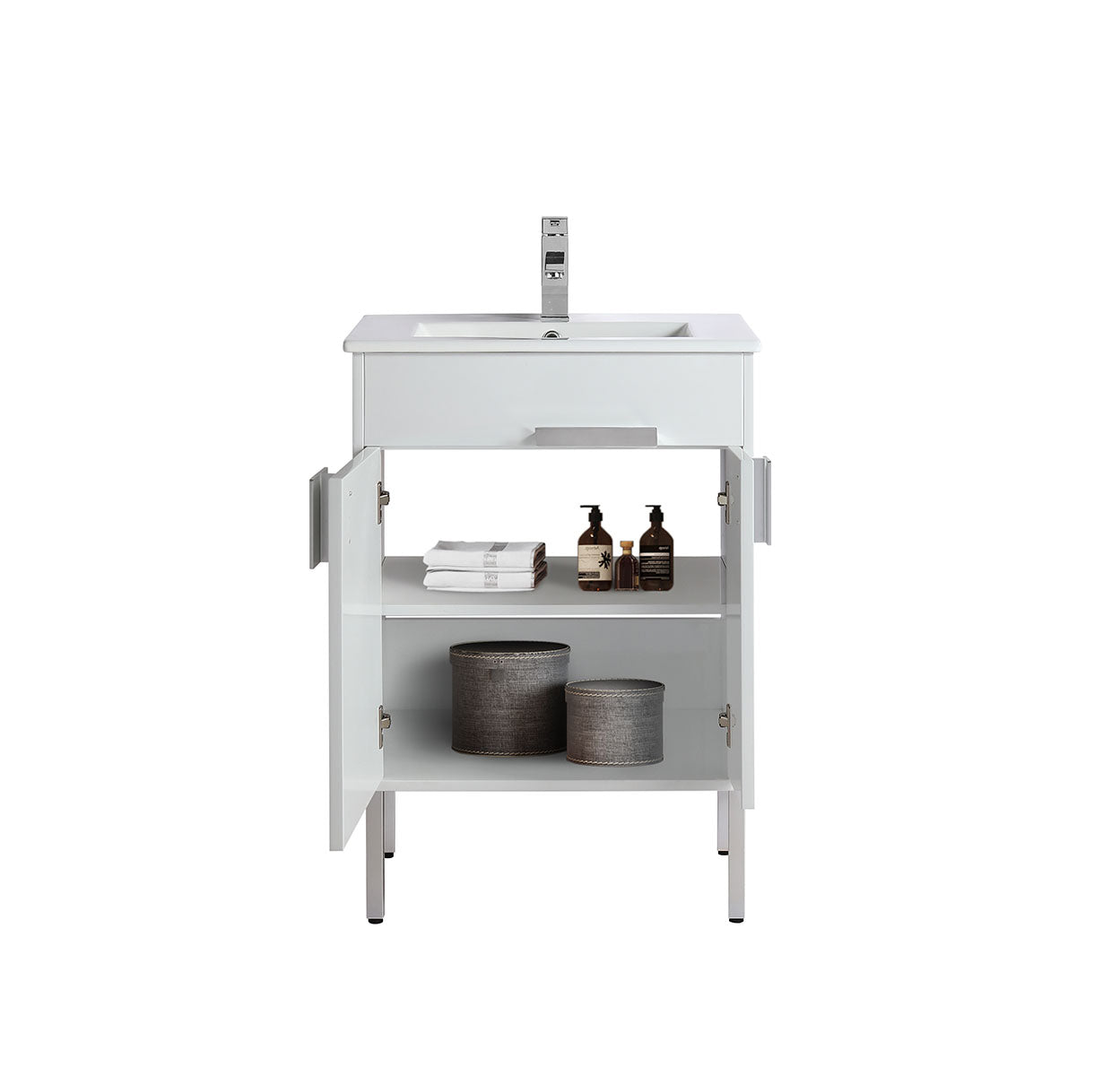 24" V9003 Vanity with Ceramic Sink (Glossy White)
