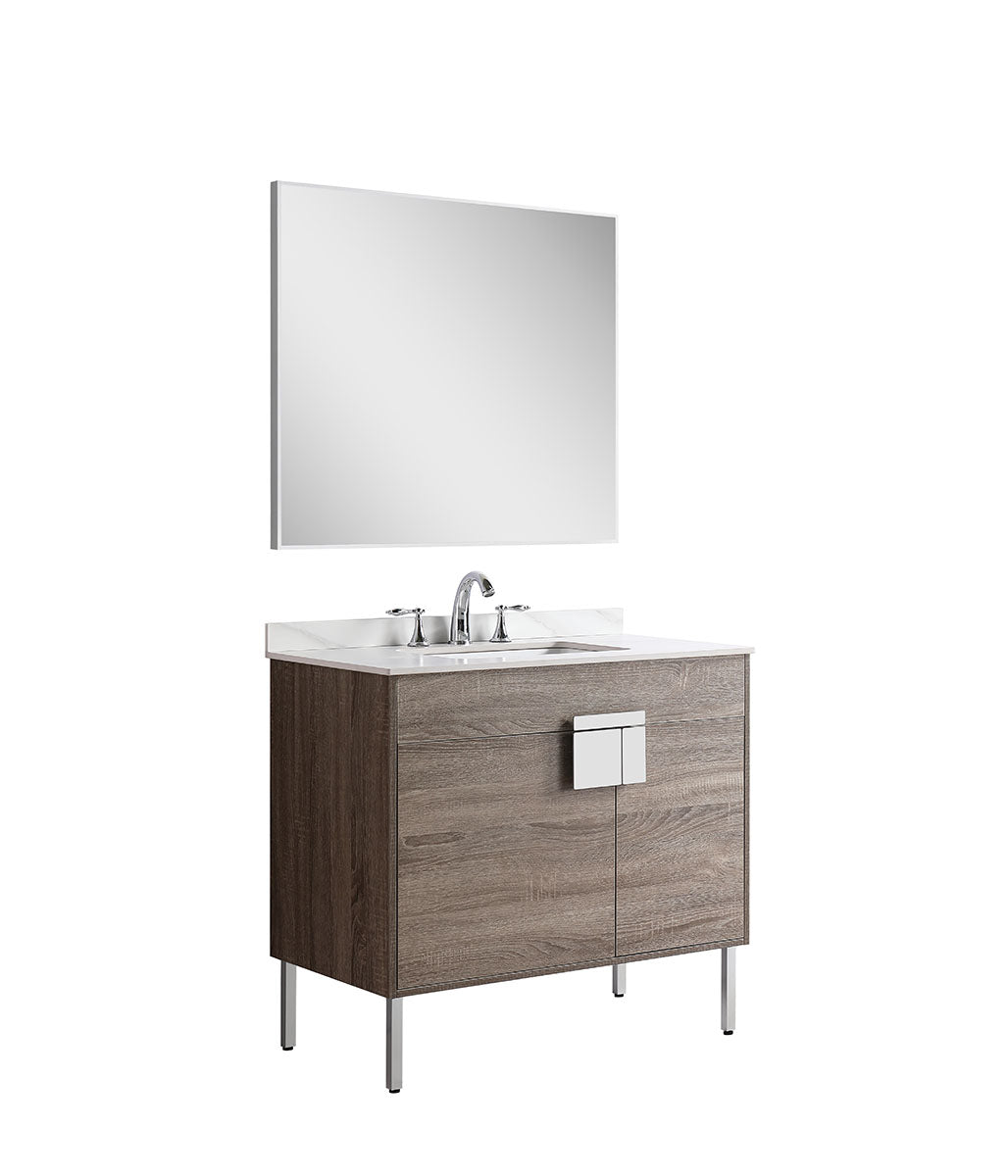 36" V9003 Vanity with Sintered Stone Countertop (Sonoma Oak）