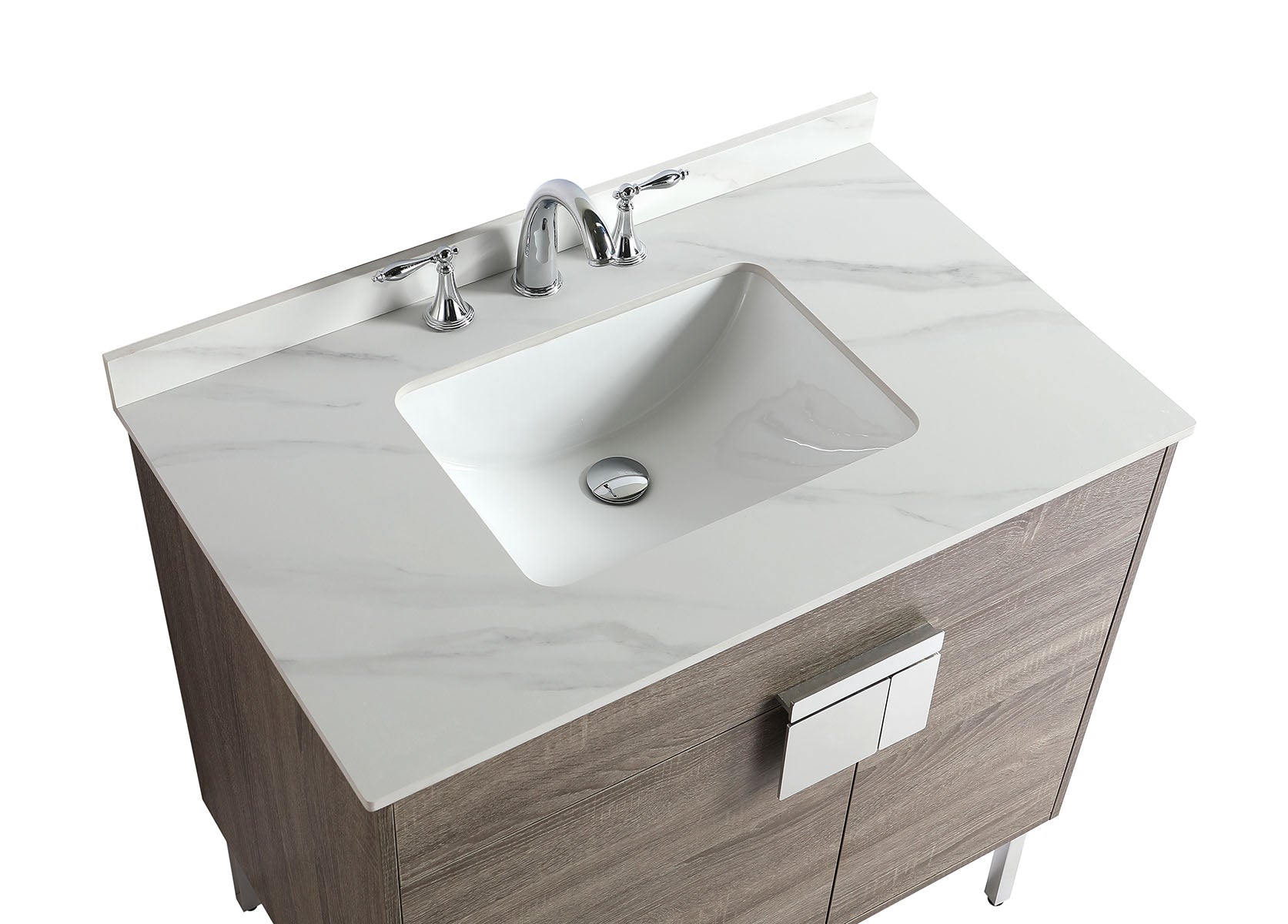 36" V9003 Vanity with Sintered Stone Countertop (Sonoma Oak）