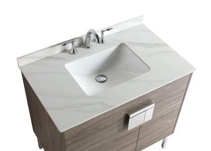 36" V9003 Vanity with Sintered Stone Countertop (Sonoma Oak）