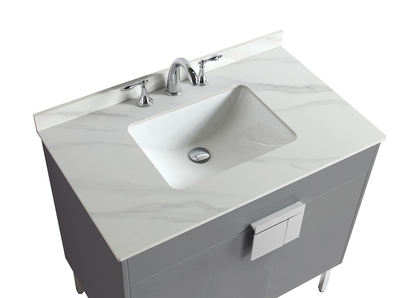 36" V9003 Vanity with Sintered Stone Countertop (Matte Grey）