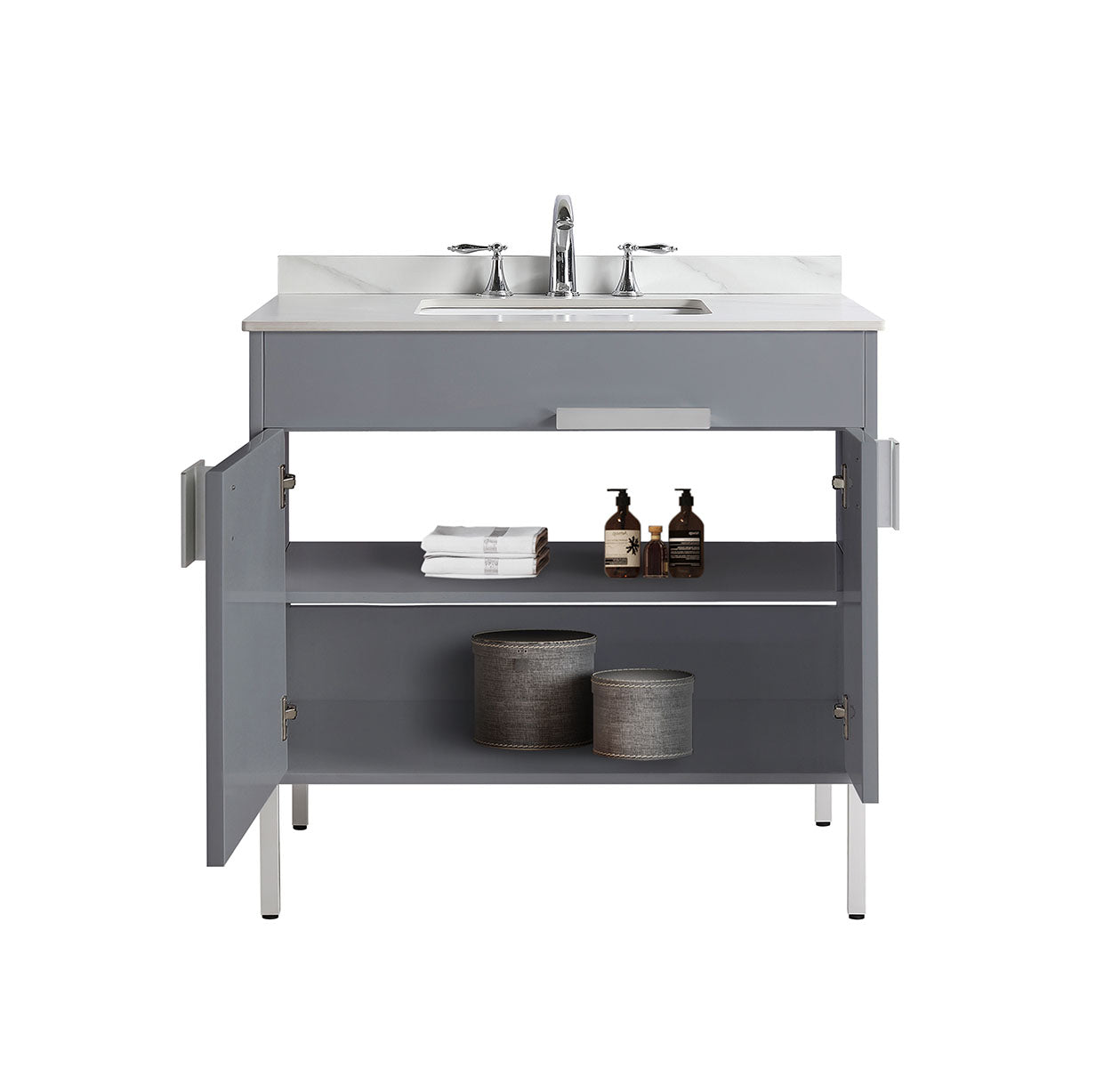 36" V9003 Vanity with Sintered Stone Countertop (Matte Grey）