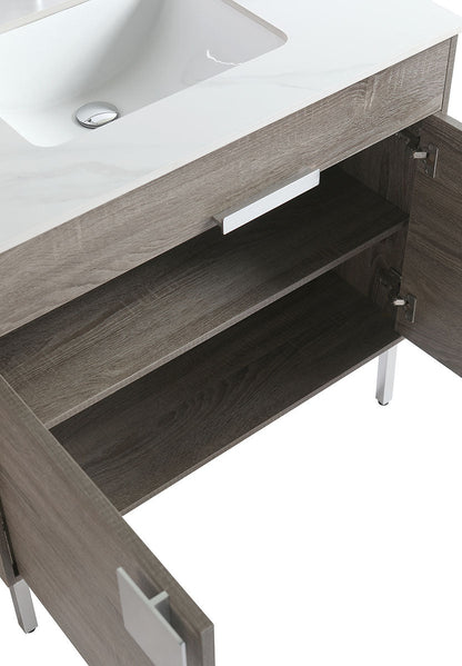 36" V9003 Vanity with Sintered Stone Countertop (Sonoma Oak）