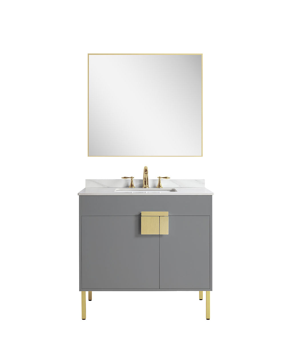 36" V9003 Vanity with Sintered Stone Countertop (Matte Grey）