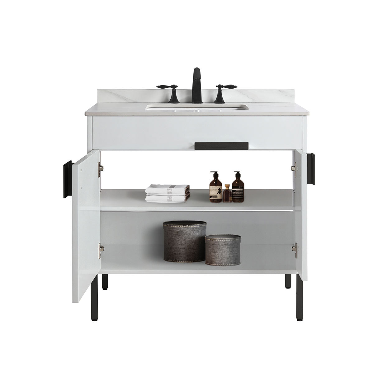 36" V9003 Vanity with Sintered Stone Countertop (Glossy White）