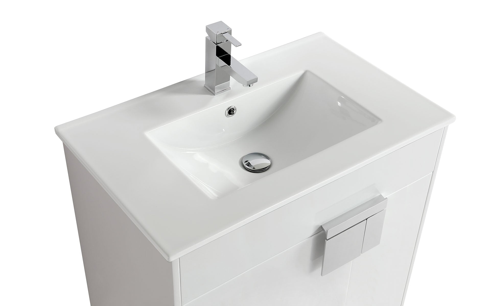 30" V9003 Vanity with Ceramic Sink (Glossy White)