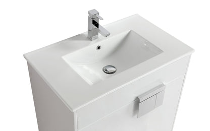 30" V9003 Vanity with Ceramic Sink (Glossy White)