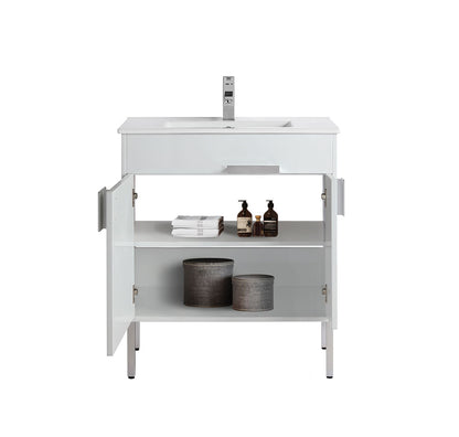 30" V9003 Vanity with Ceramic Sink (Glossy White)