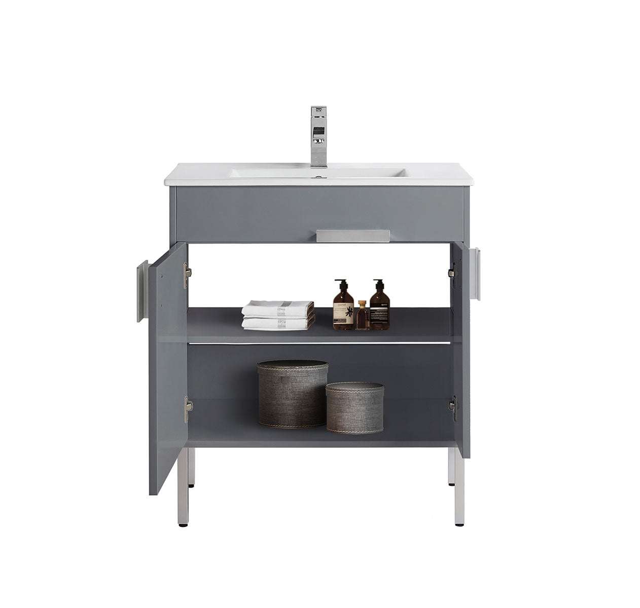 30" V9003 Vanity with Ceramic Sink (Matte Grey)