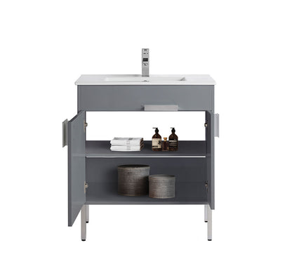 30" V9003 Vanity with Ceramic Sink (Matte Grey)