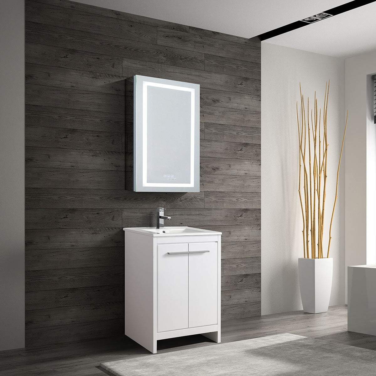 24" V9004 Vanity with Ceramic Sink (Glossy White)