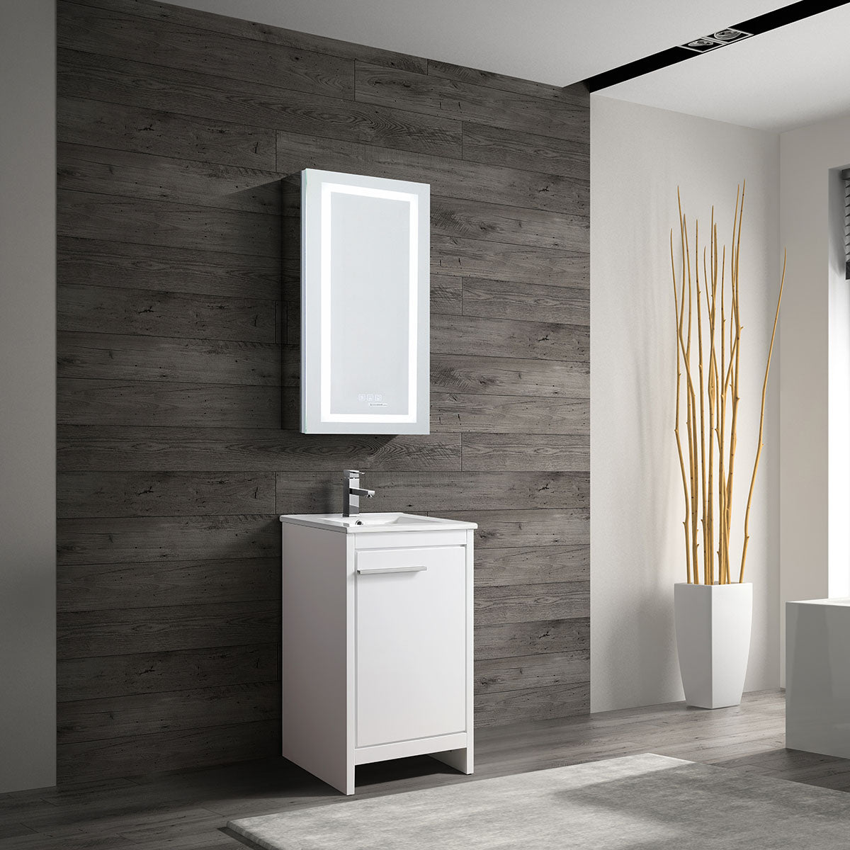 20" V9004 Vanity with Ceramic Sink (Glossy White)