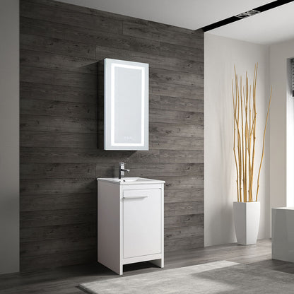 20" V9004 Vanity with Ceramic Sink (Glossy White)