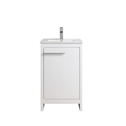 20" V9004 Vanity with Ceramic Sink (Glossy White)