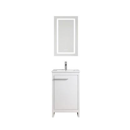 20" V9004 Vanity with Ceramic Sink (Glossy White)