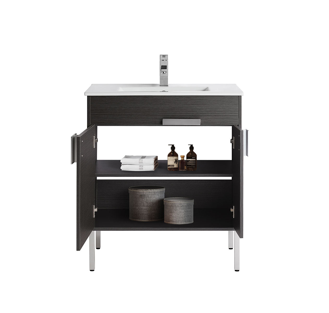 30" V9003 Vanity with Ceramic Sink (Charcoal Grey)