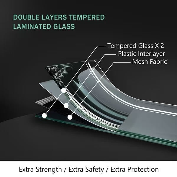 Low Iron & Laminated  60"W x 80" H Frameless Single Sliding (Matte Black)