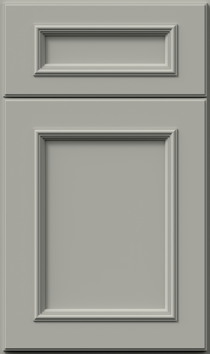 Allure Imperio Nickel cabinet door featuring sleek flat panels and classic moldings for a modern kitchen design.