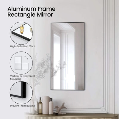 18" x 36" Shatterproof Wall Mount Metal Frame Mirror - FM1-1836  - Shop at Home Craft Studio - 20