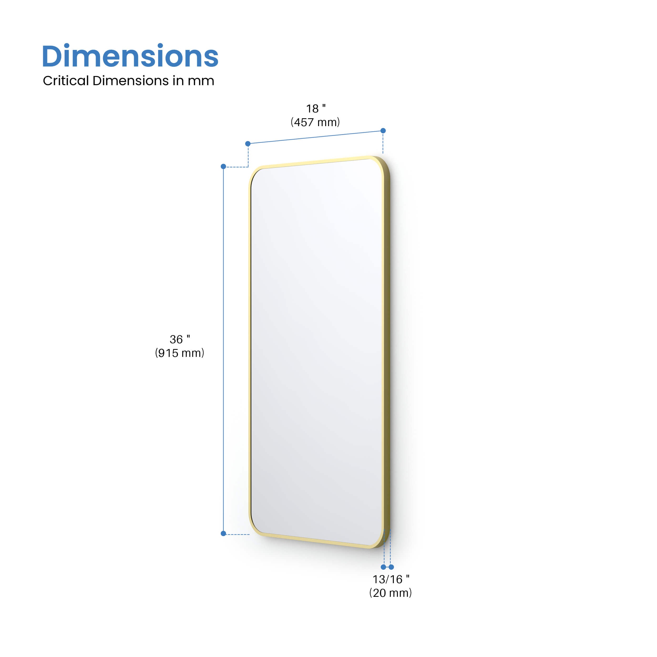 18" x 36" Shatterproof Wall Mount Metal Frame Mirror - FM2-1836  - Shop at Home Craft Studio - 9