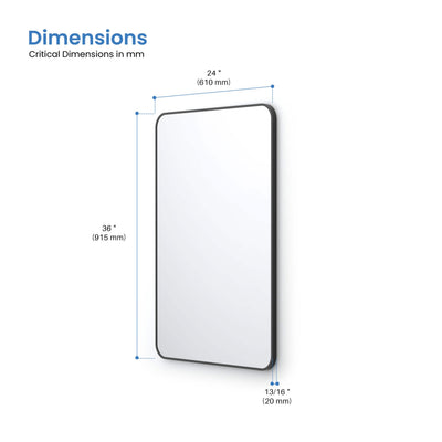 24" x 36" Shatterproof Wall Mount Metal Frame Mirror - FM2-2436  - Shop at Home Craft Studio - 19