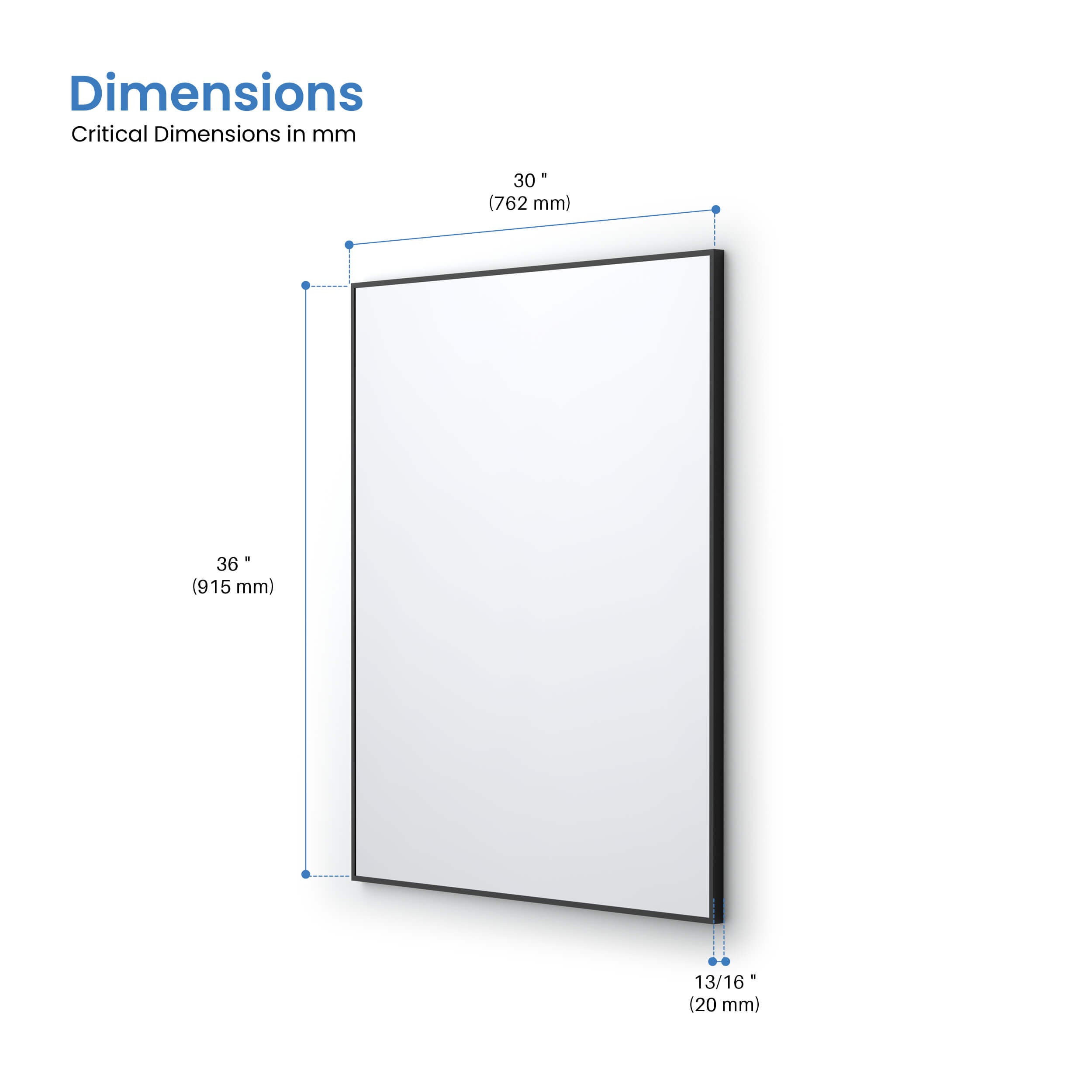 30" x 36" Shatterproof Wall Mount Metal Frame Mirror - FM1-3036  - Shop at Home Craft Studio - 22