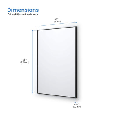30" x 36" Shatterproof Wall Mount Metal Frame Mirror - FM1-3036  - Shop at Home Craft Studio - 22