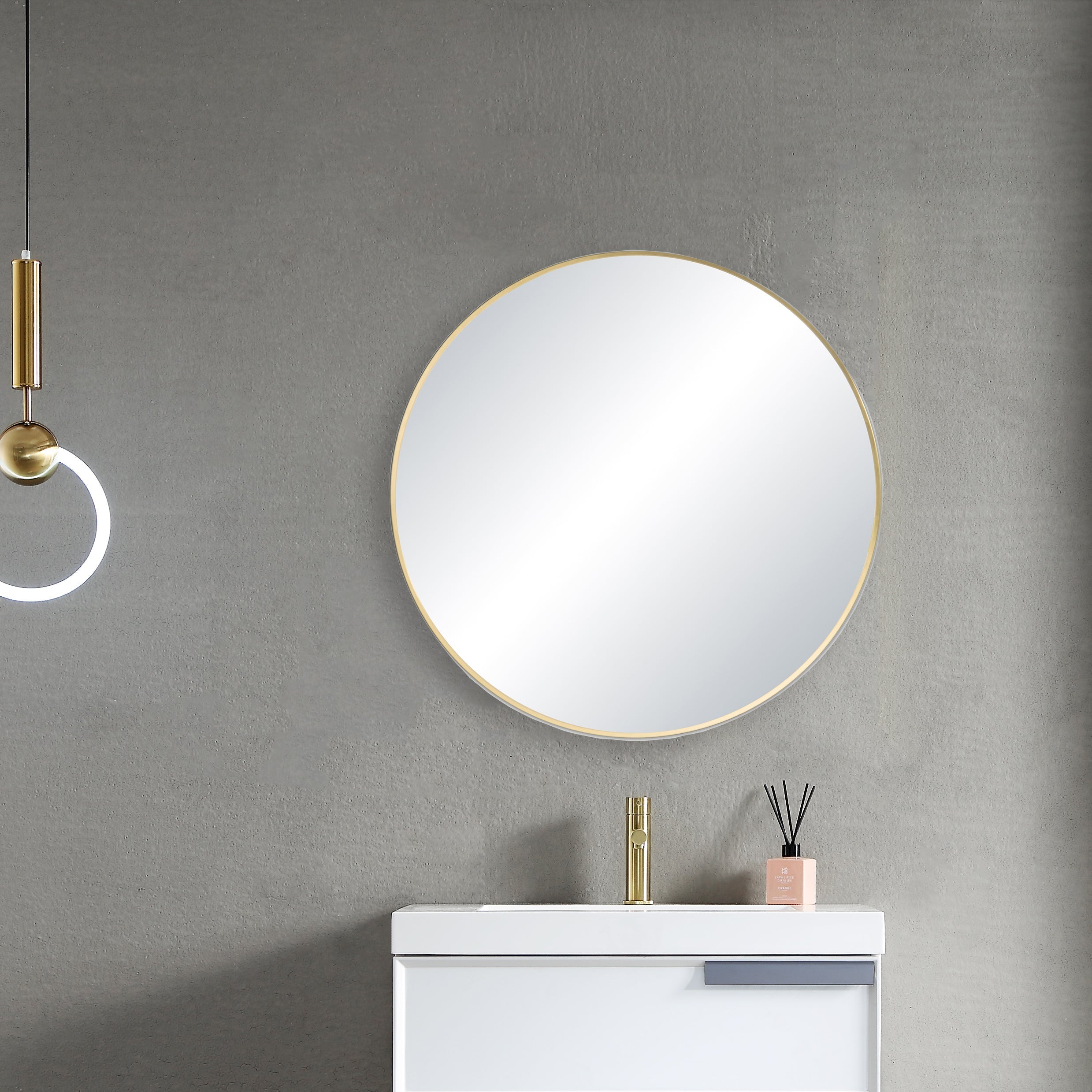 32" Shatterproof Wall Mount Metal Frame Mirror - FM3-R32  - Shop at Home Craft Studio - 2