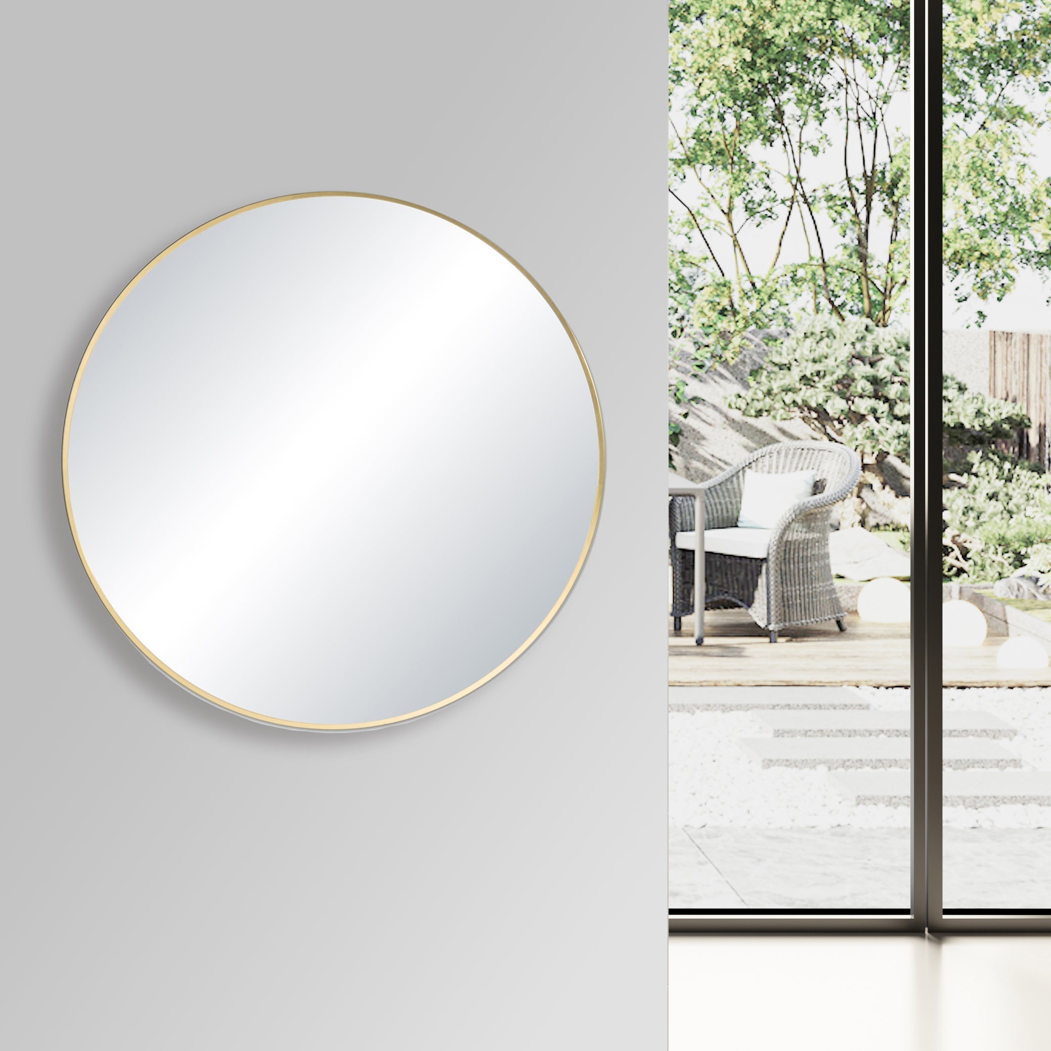 32" Shatterproof Wall Mount Metal Frame Mirror - FM3-R32  - Shop at Home Craft Studio - 3