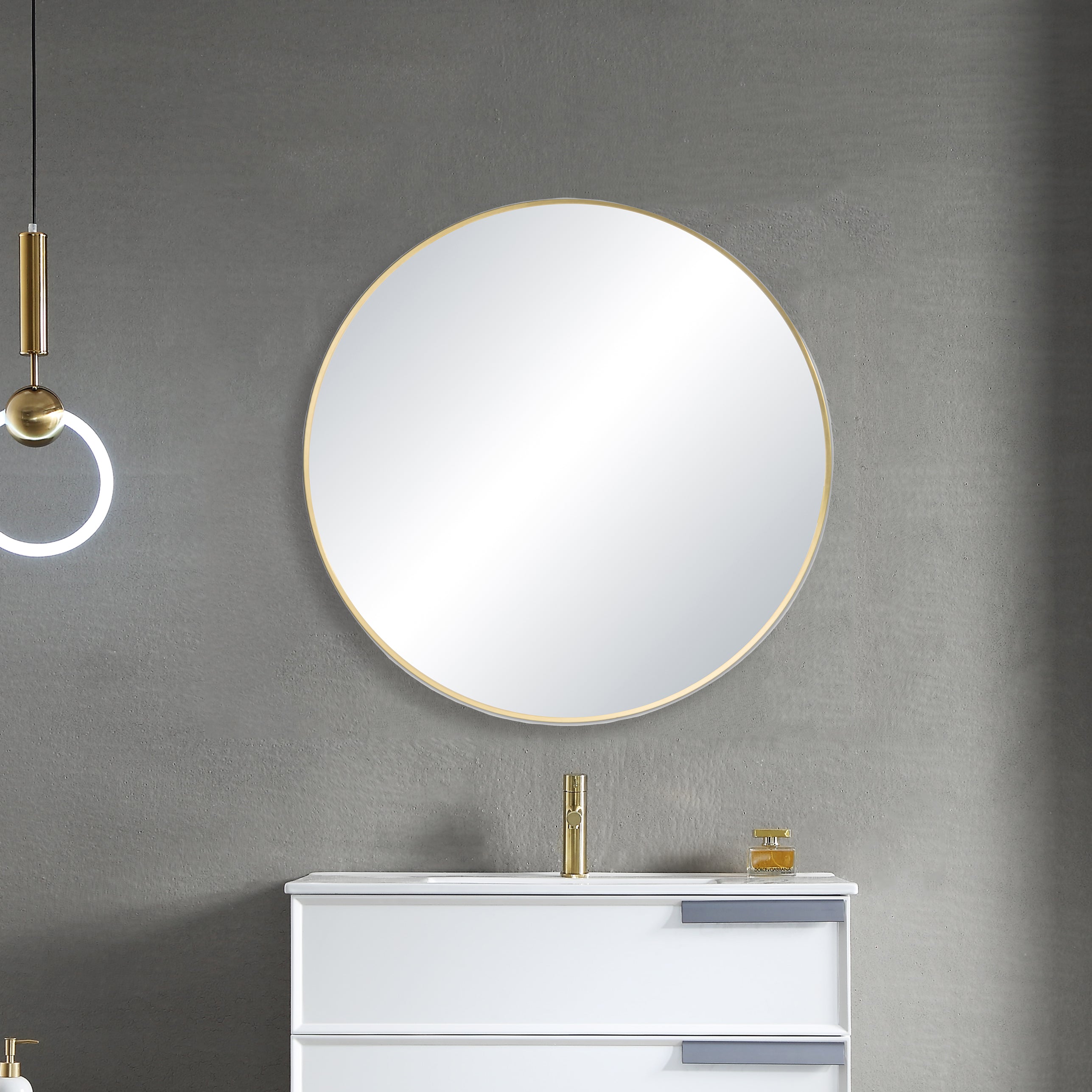 36" Shatterproof Wall Mount Metal Frame Mirror - FM3-R36  - Shop at Home Craft Studio - 2