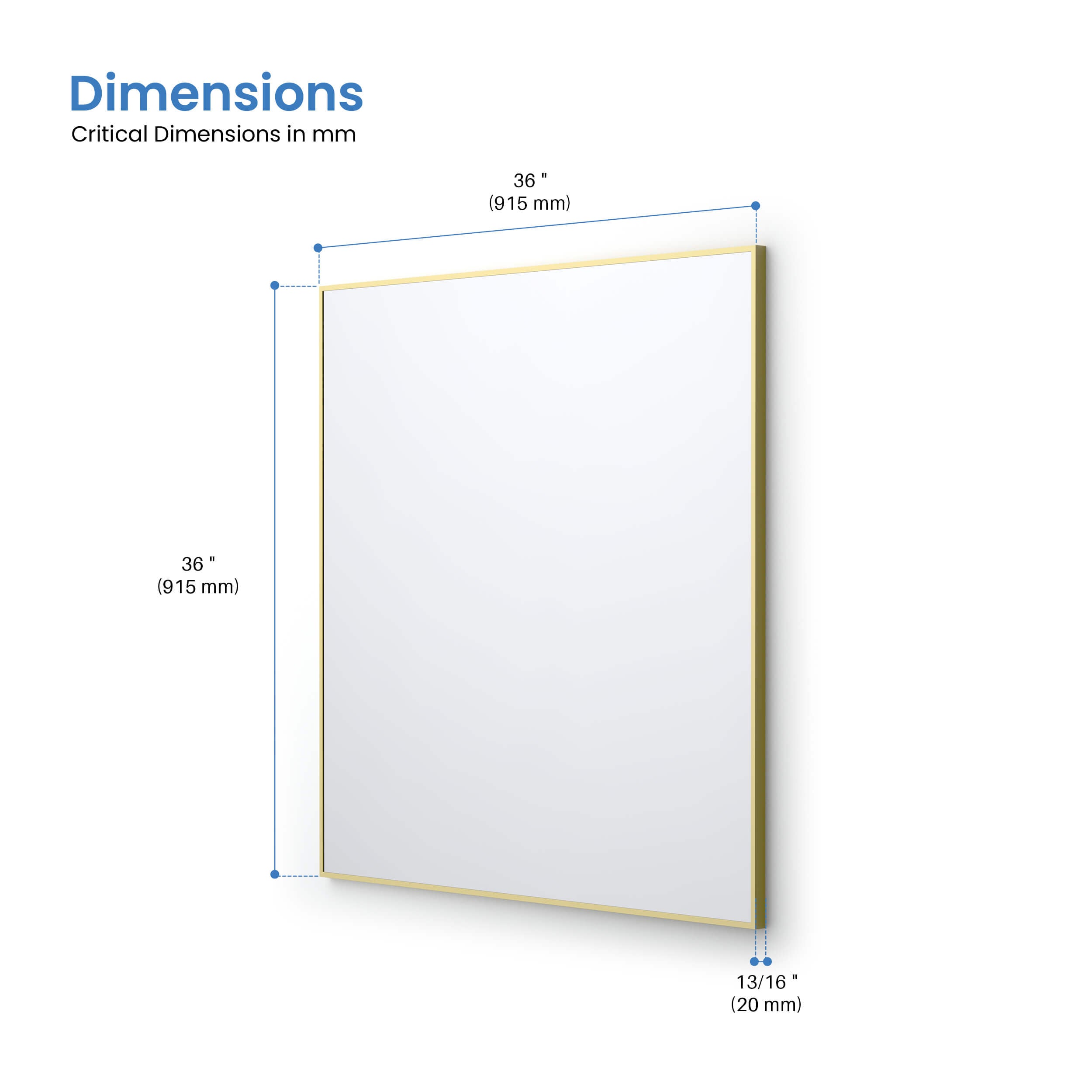 36" x 36" Shatterproof Wall Mount Metal Frame Mirror - FM1-3636  - Shop at Home Craft Studio - 10