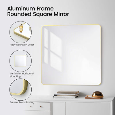 36" x 36" Shatterproof Wall Mount Metal Frame Mirror - FM2-3636  - Shop at Home Craft Studio - 6