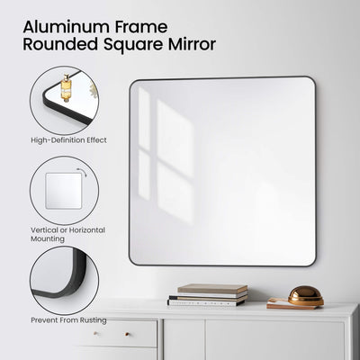 36" x 36" Shatterproof Wall Mount Metal Frame Mirror - FM2-3636  - Shop at Home Craft Studio - 15