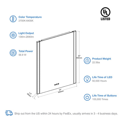 Binary 24″ LED Mirror