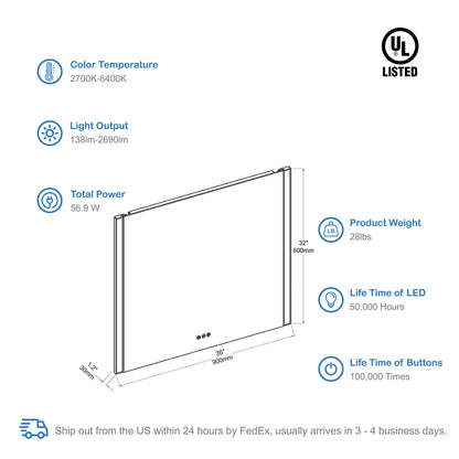 Binary 36″ LED Mirror