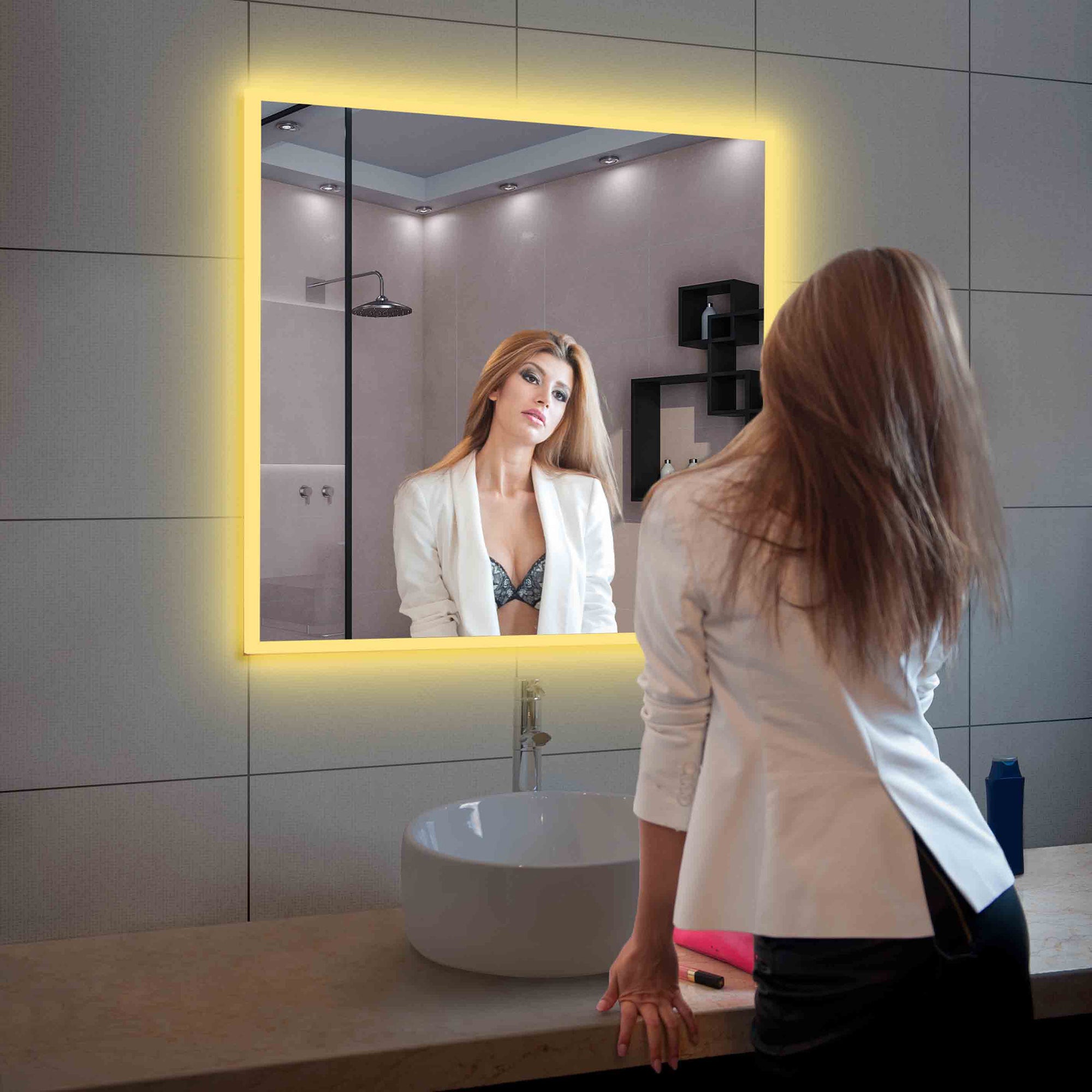Beta 36″x36″ LED Mirror with Frosted Sides