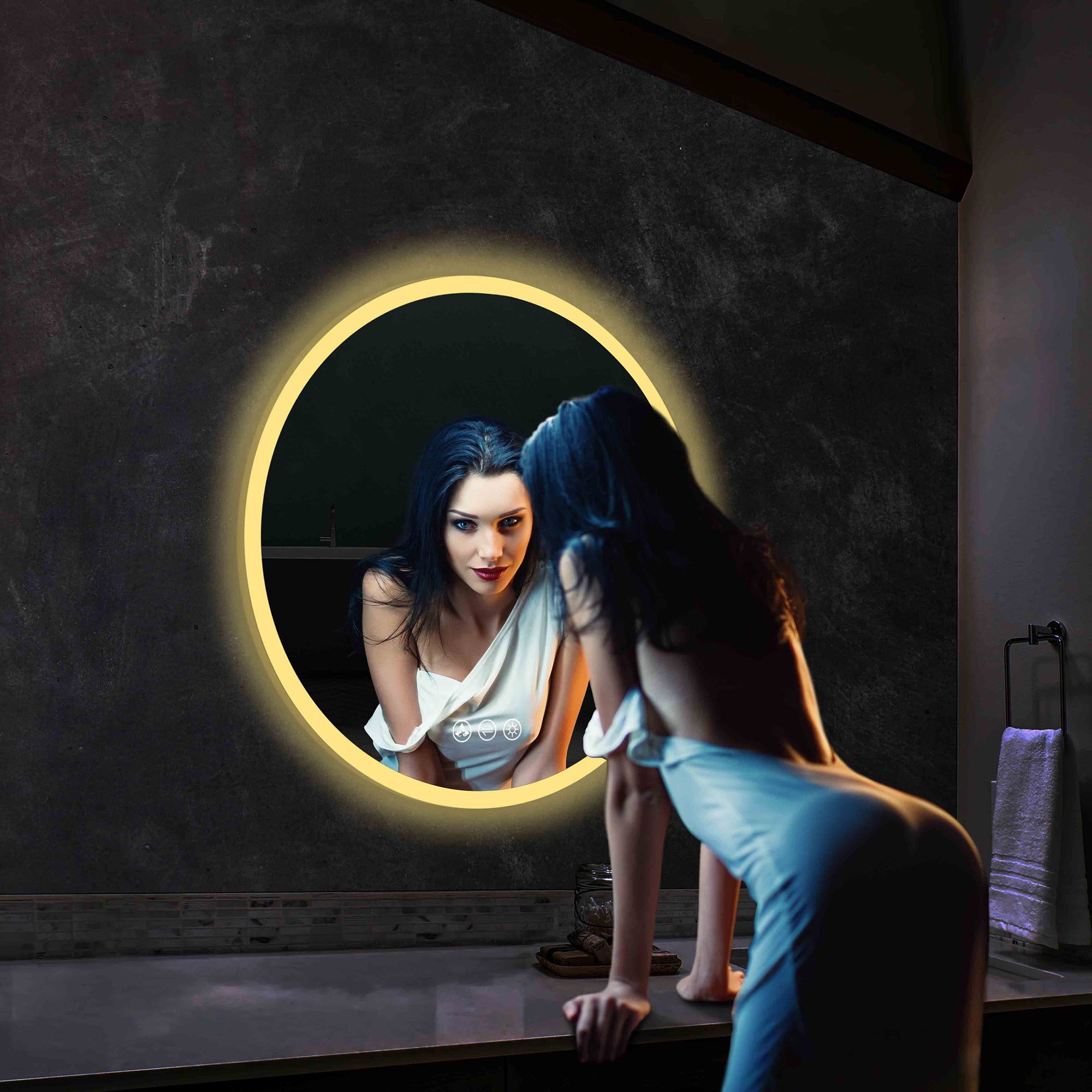 Orion 24″ Round LED Mirror with Frosted Side