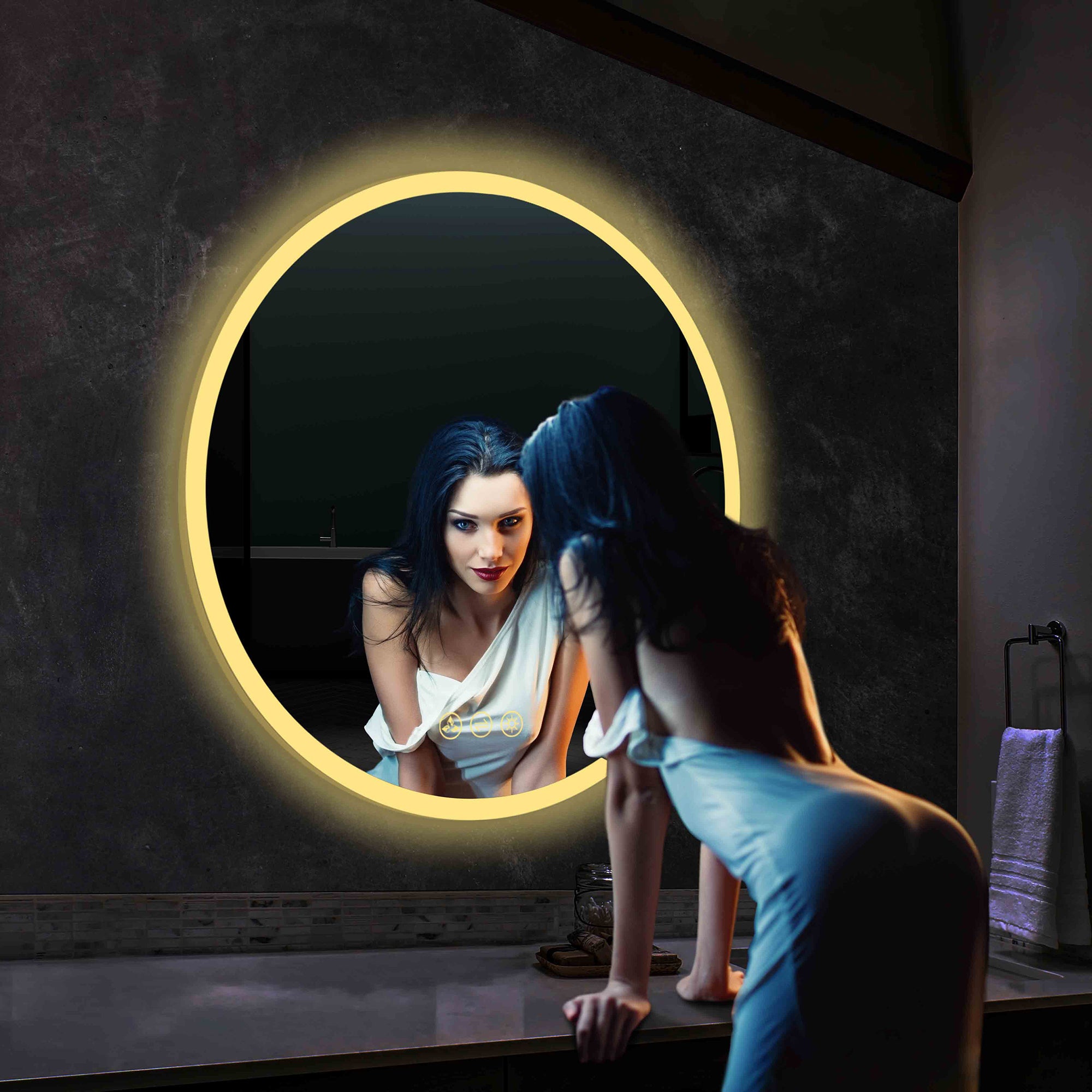 Orion 32″ Round LED Mirror with Frosted Side