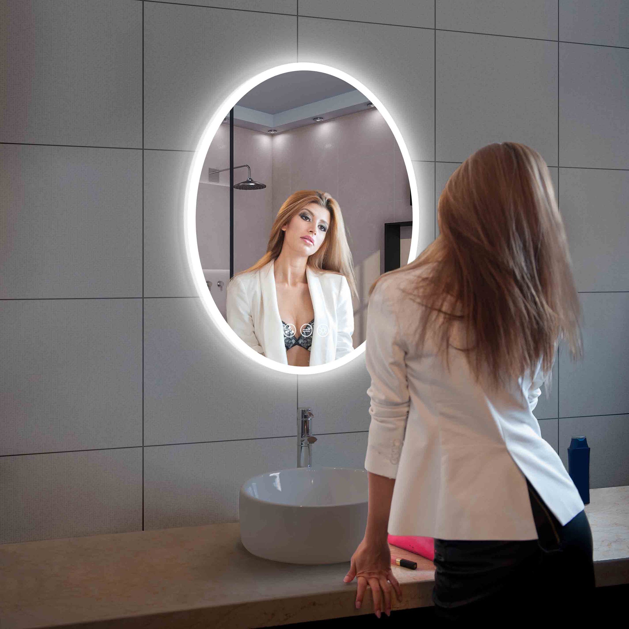 Oval 24 Inch Oval LED Mirror