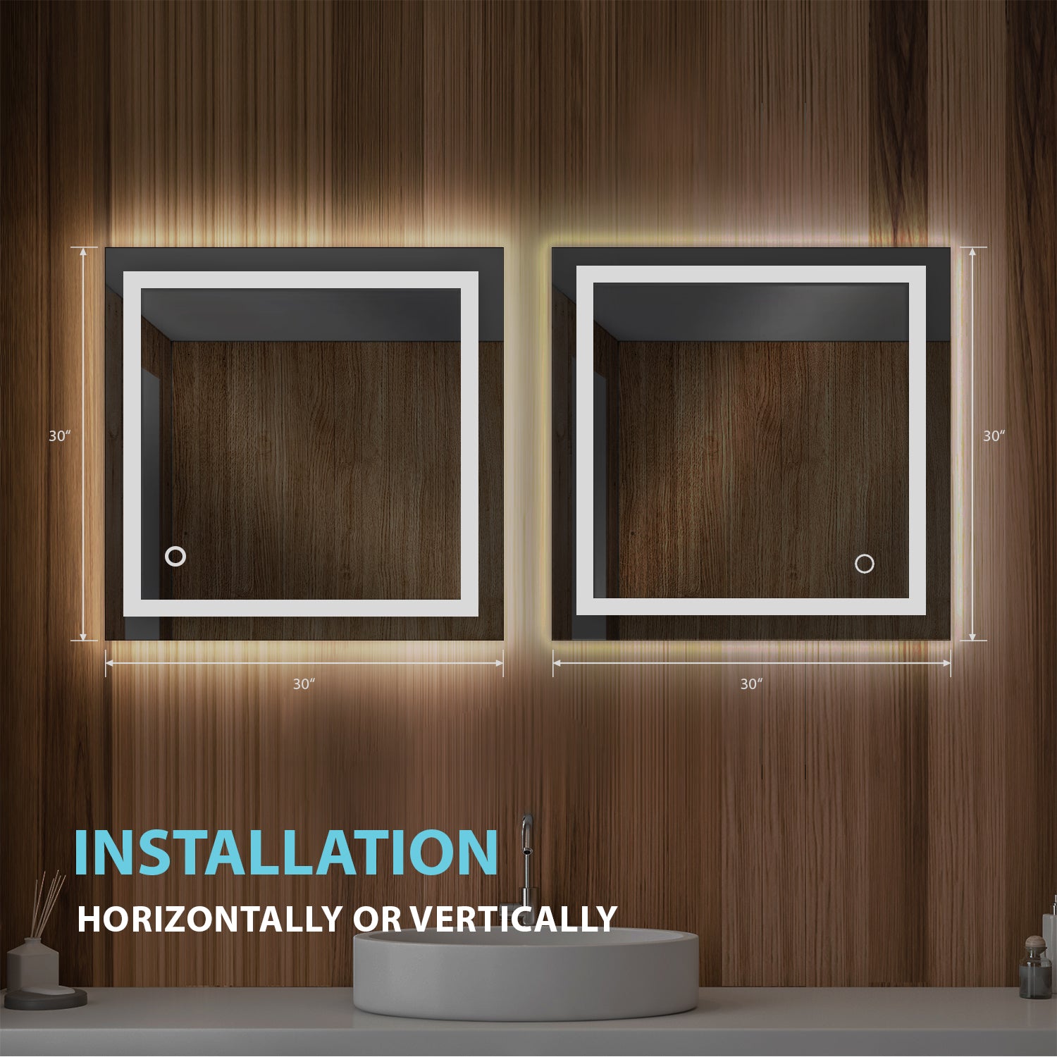 Lyra 30 x 30 Inch LED Mirror