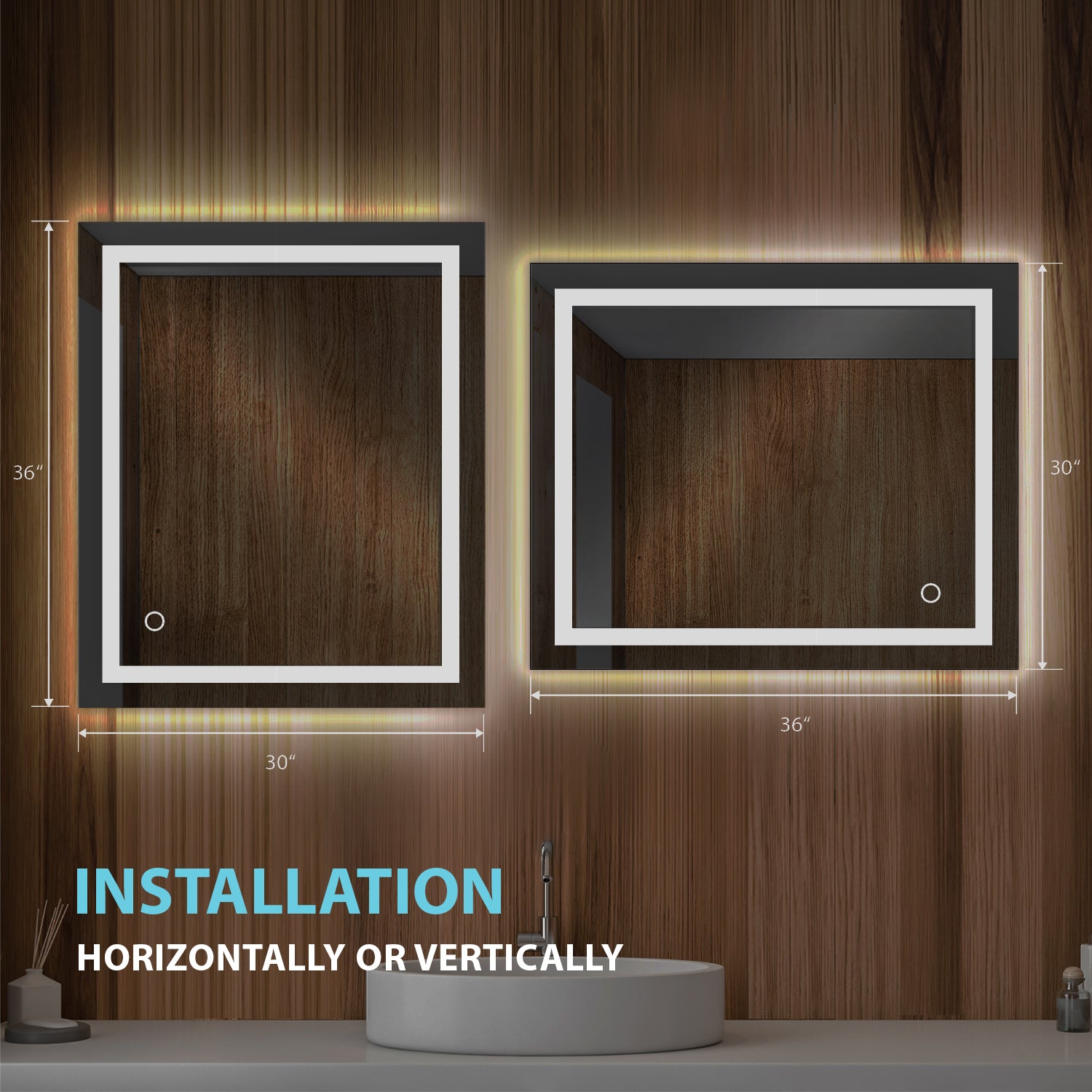 Lyra 36 x 30 Inch LED Mirror