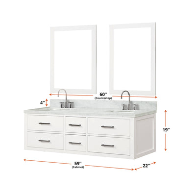 Castor 60" x 22"Double Bath Vanity Bathroom Vanity - Shop at Home Craft Studio - 13