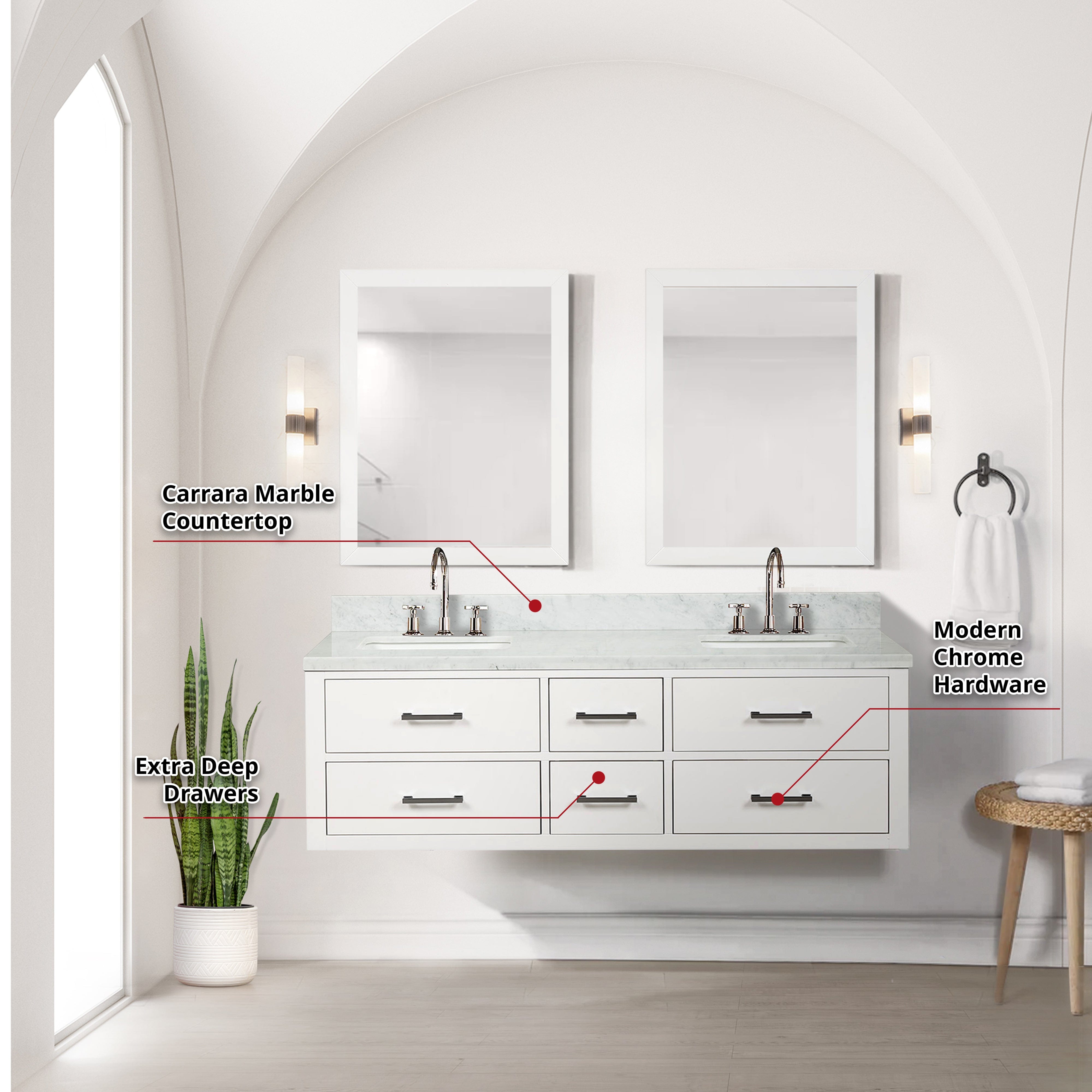 Castor 60" x 22"Double Bath Vanity Bathroom Vanity - Shop at Home Craft Studio - 14