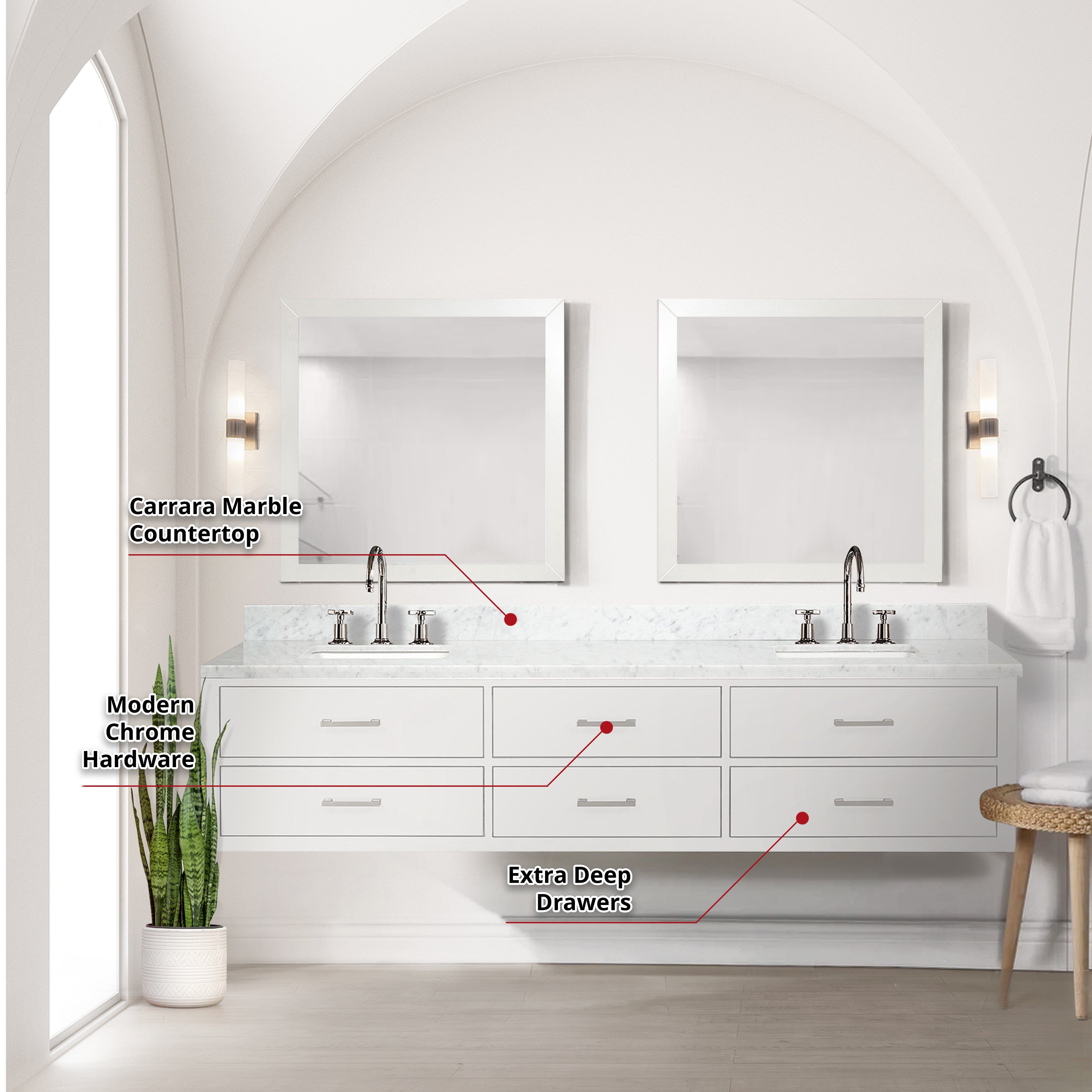 Castor 84" x 22" Double Bath Vanity Bathroom Vanity - Shop at Home Craft Studio - 12