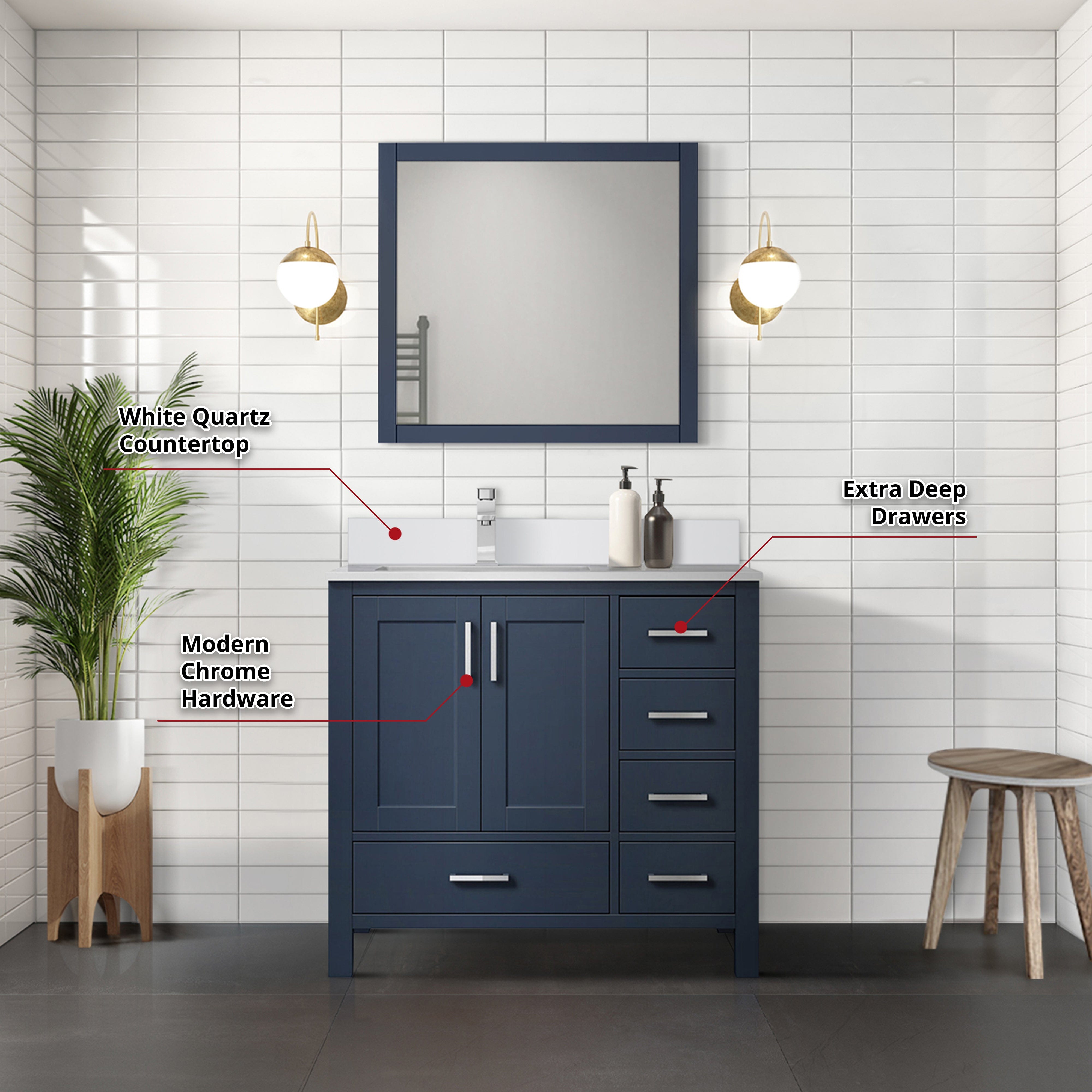 Jacques 36" x 22" Left Offset Bath Vanity Bathroom Vanity - Shop at Home Craft Studio - 30